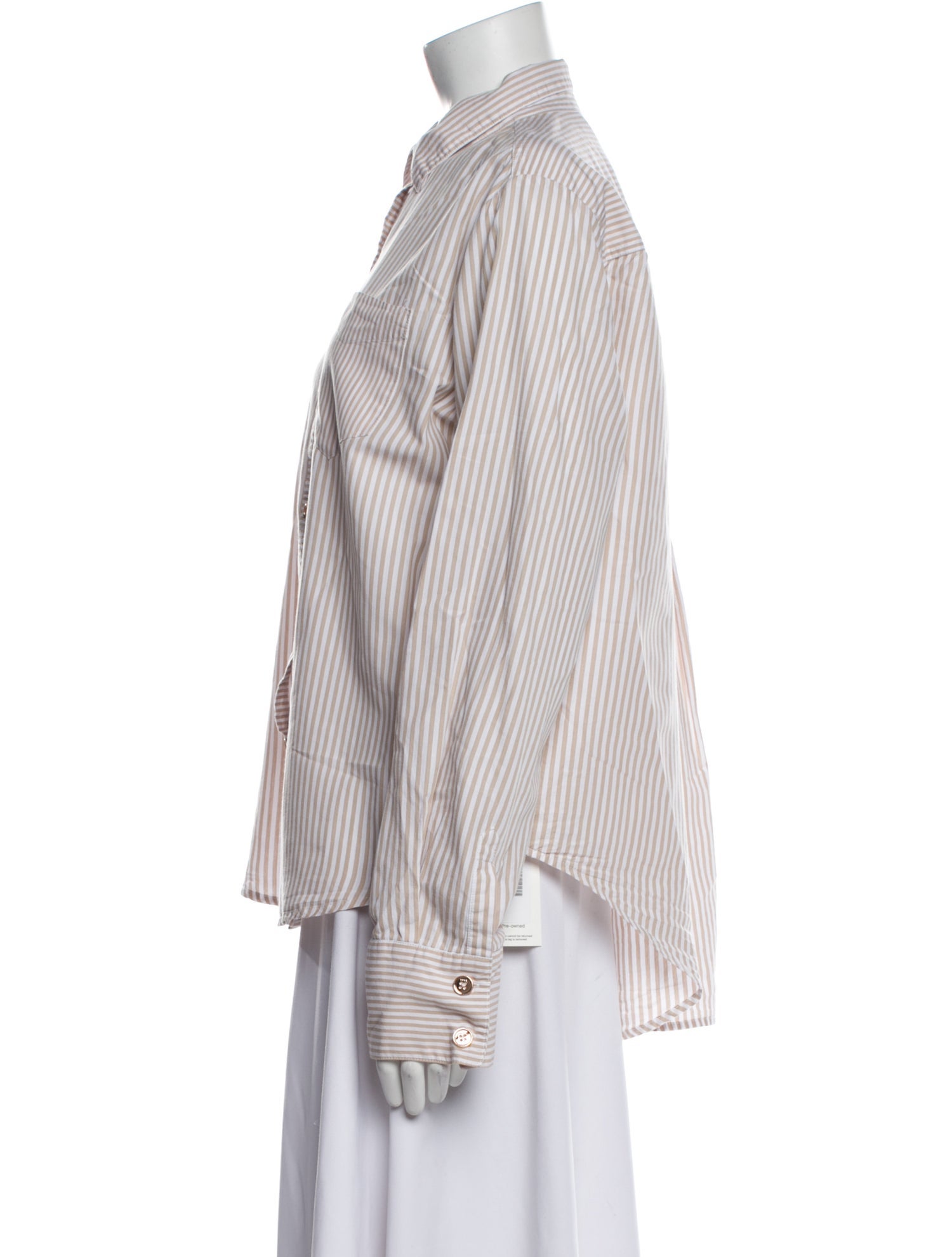 Buru Striped Long Sleeve Button-Up Top