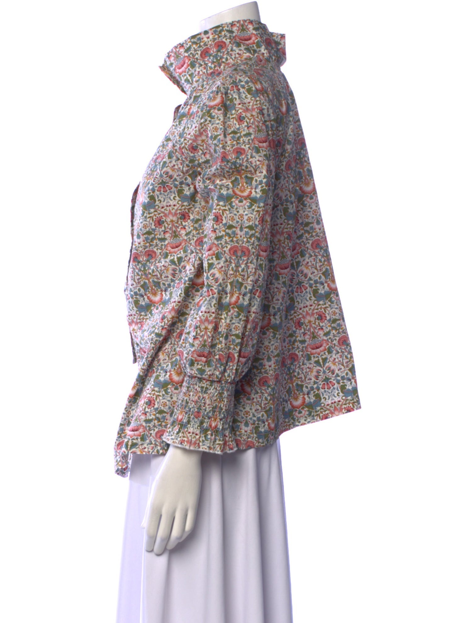 Buru Floral Print Mock Neck Blouse