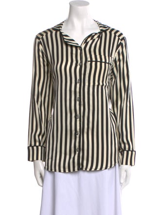 Buru Striped Long Sleeve Button-Up Top