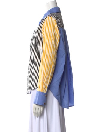 Buru Striped Long Sleeve Button-Up Top