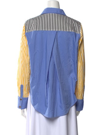 Buru Striped Long Sleeve Button-Up Top