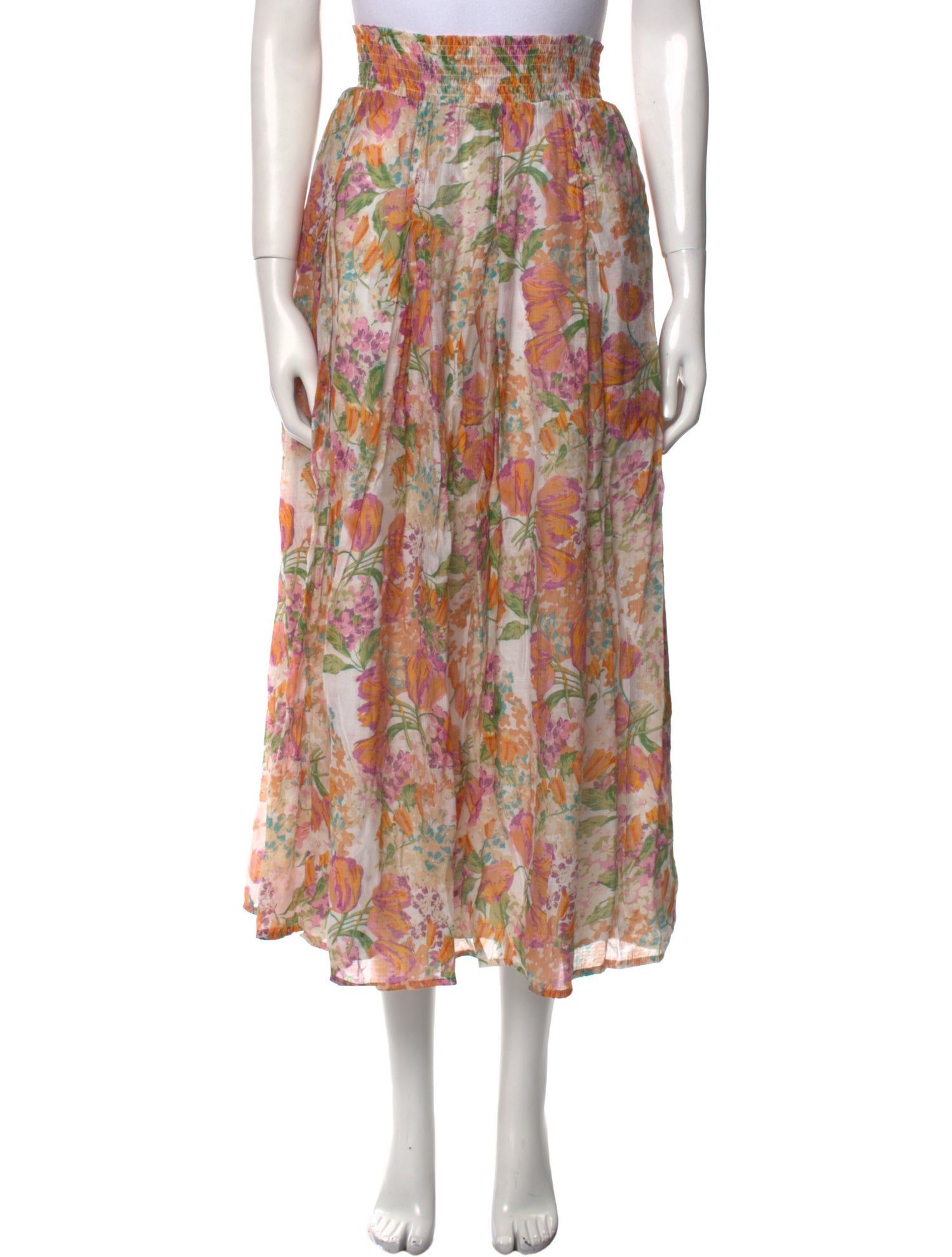 Buru Floral Print Midi Length Skirt