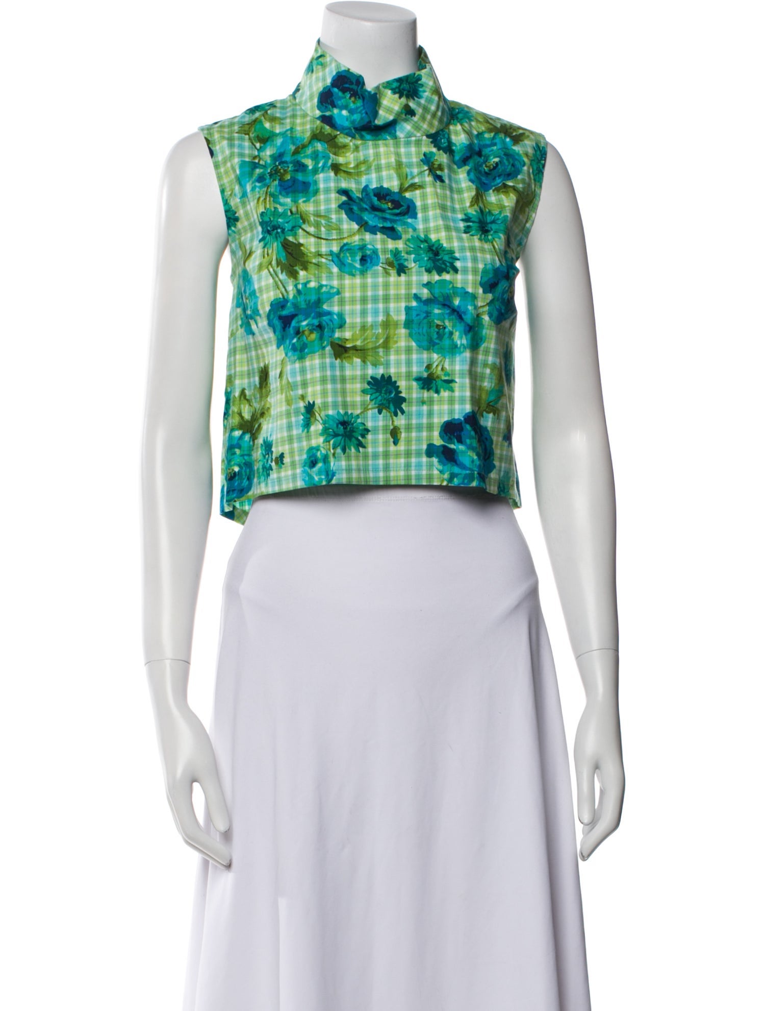 Buru Printed Mock Neck Crop Top