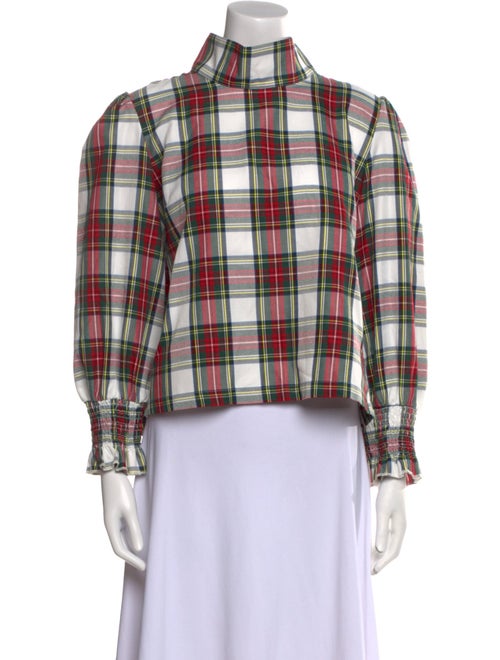 Buru Plaid Print Mock Neck Crop Top