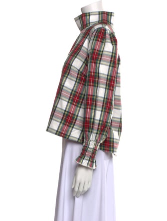 Buru Plaid Print Mock Neck Crop Top