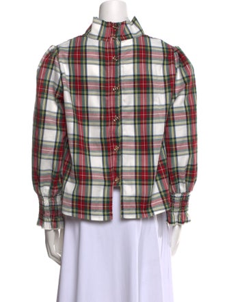 Buru Plaid Print Mock Neck Crop Top