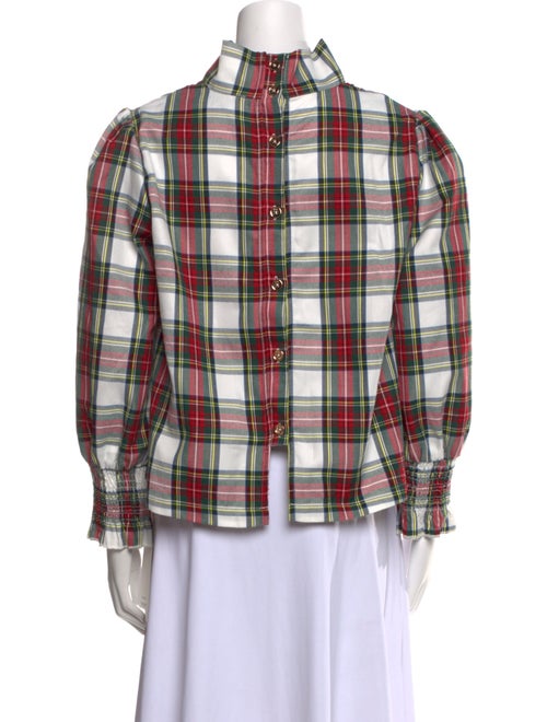 Buru Plaid Print Mock Neck Crop Top