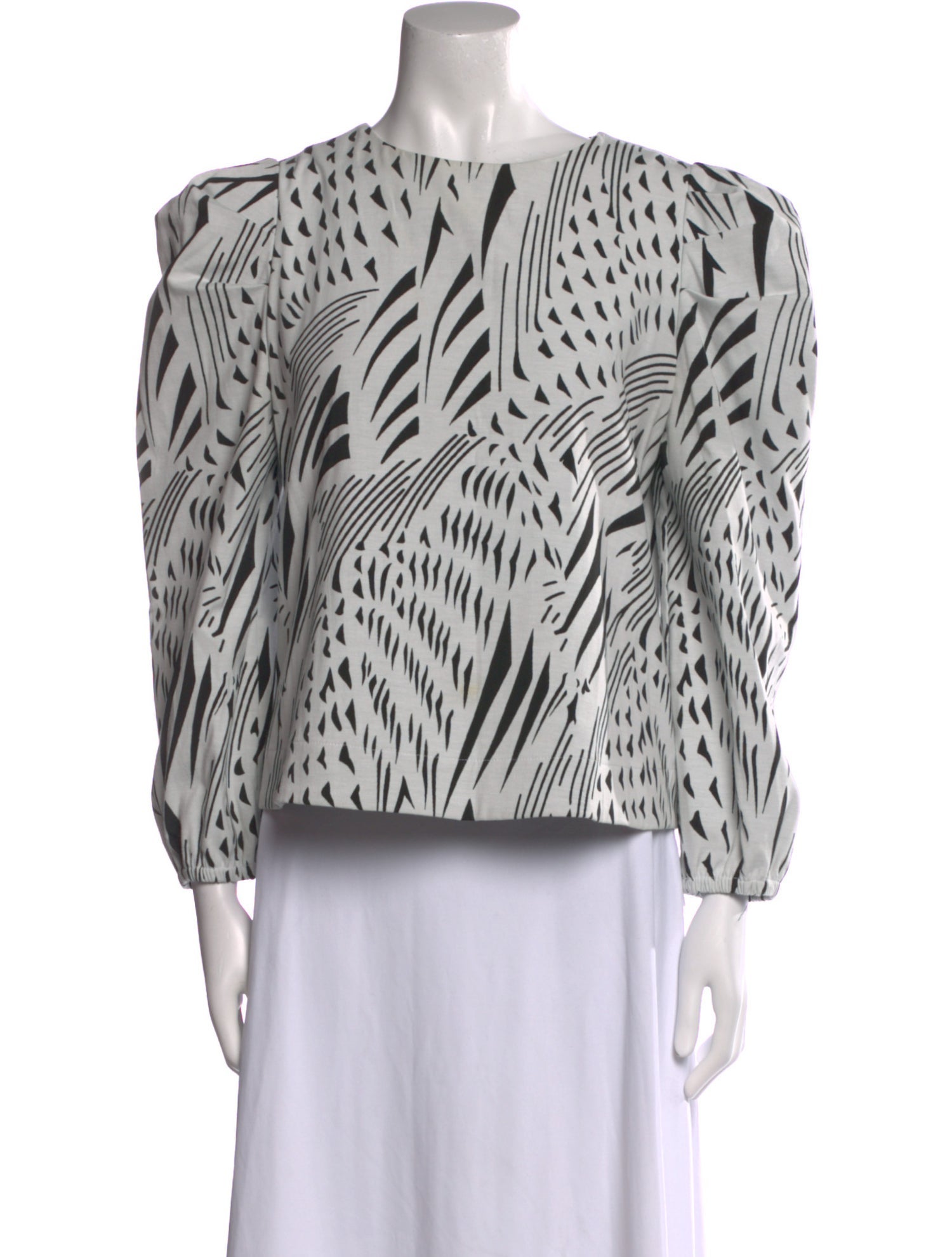 Buru Printed Bateau Neckline Blouse
