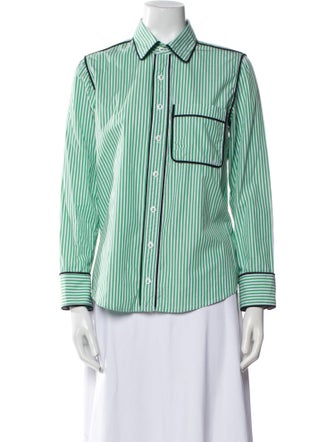 Buru Striped Long Sleeve Button-Up Top