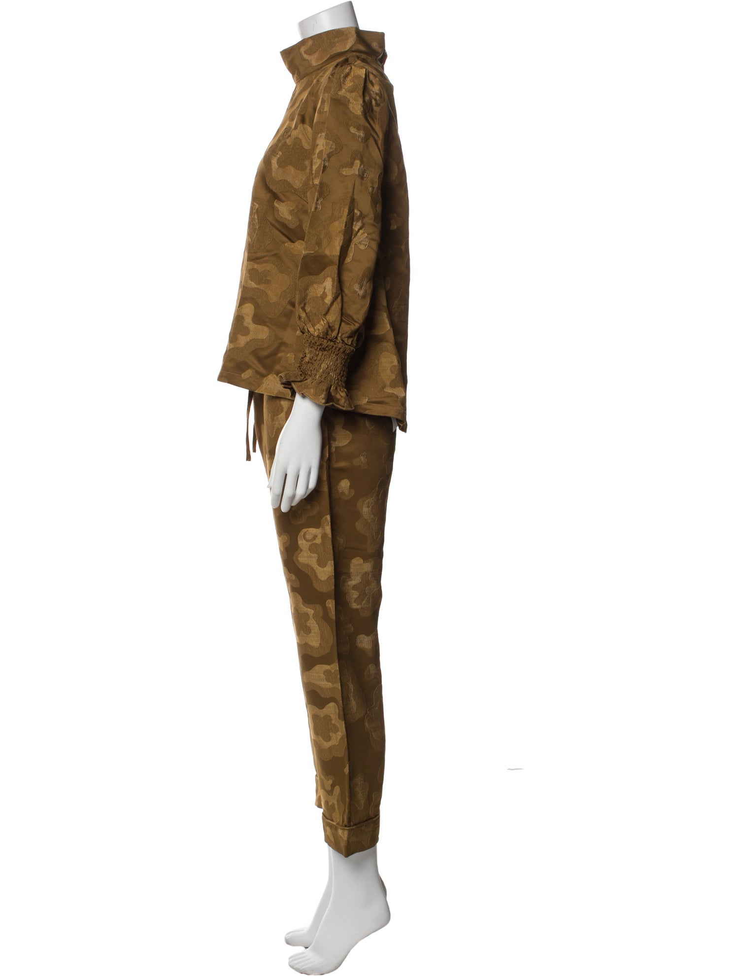 Buru Printed Raw-Edge Trim Pant Set w/ Tags