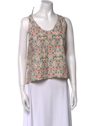 Buru Floral Print Scoop Neck Crop Top