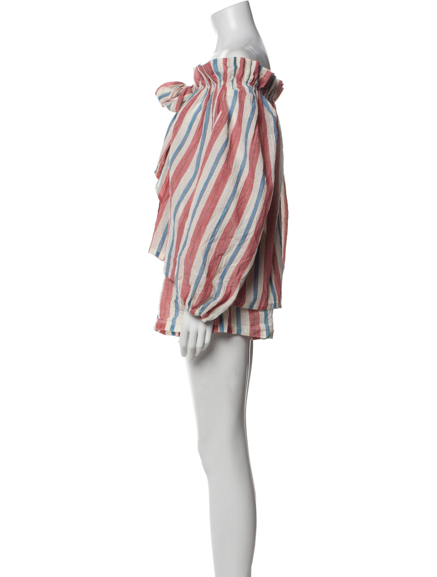 Buru Striped Ruffle Embellishment Short Set