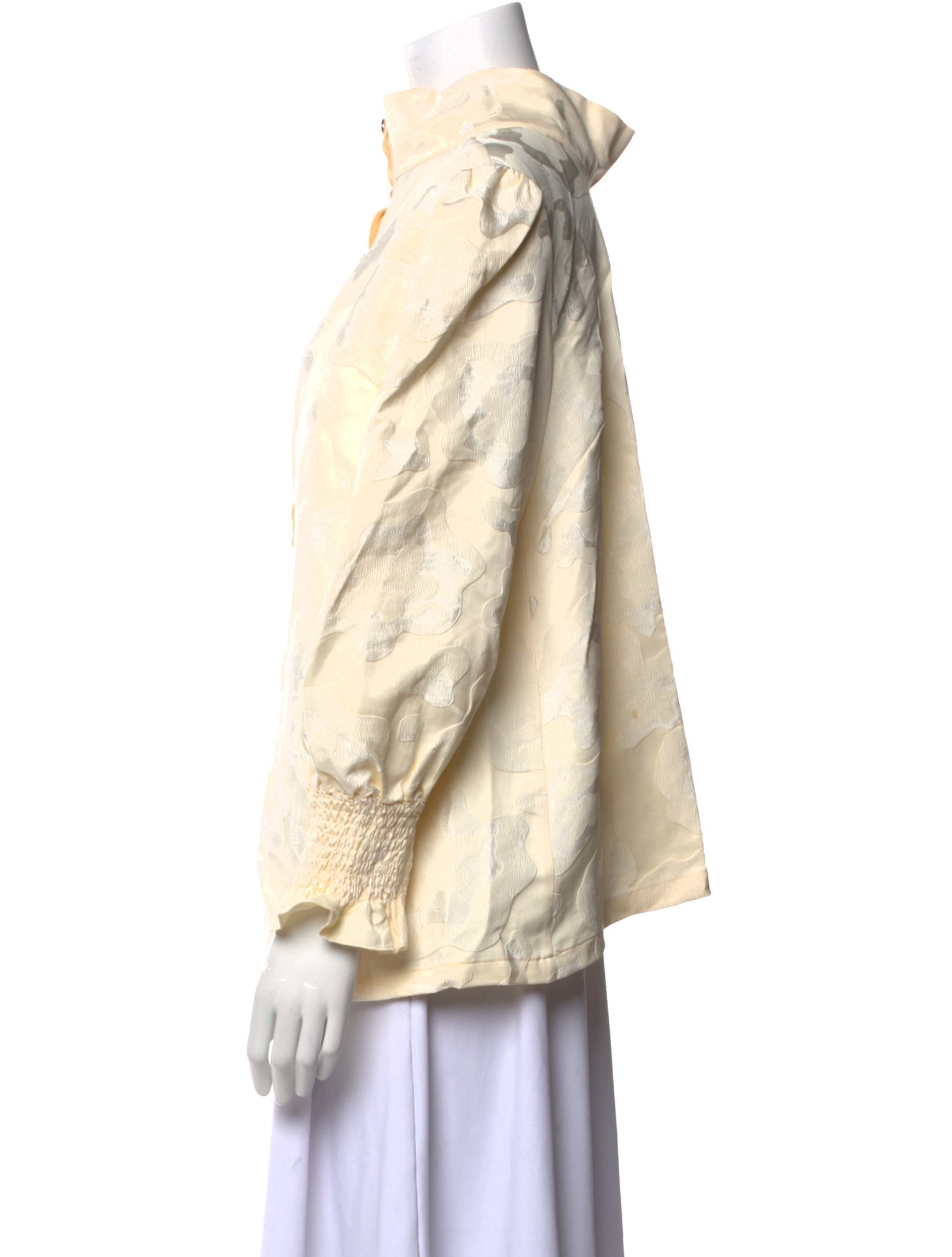 Buru Mock Neck Long Sleeve Button-Up Top