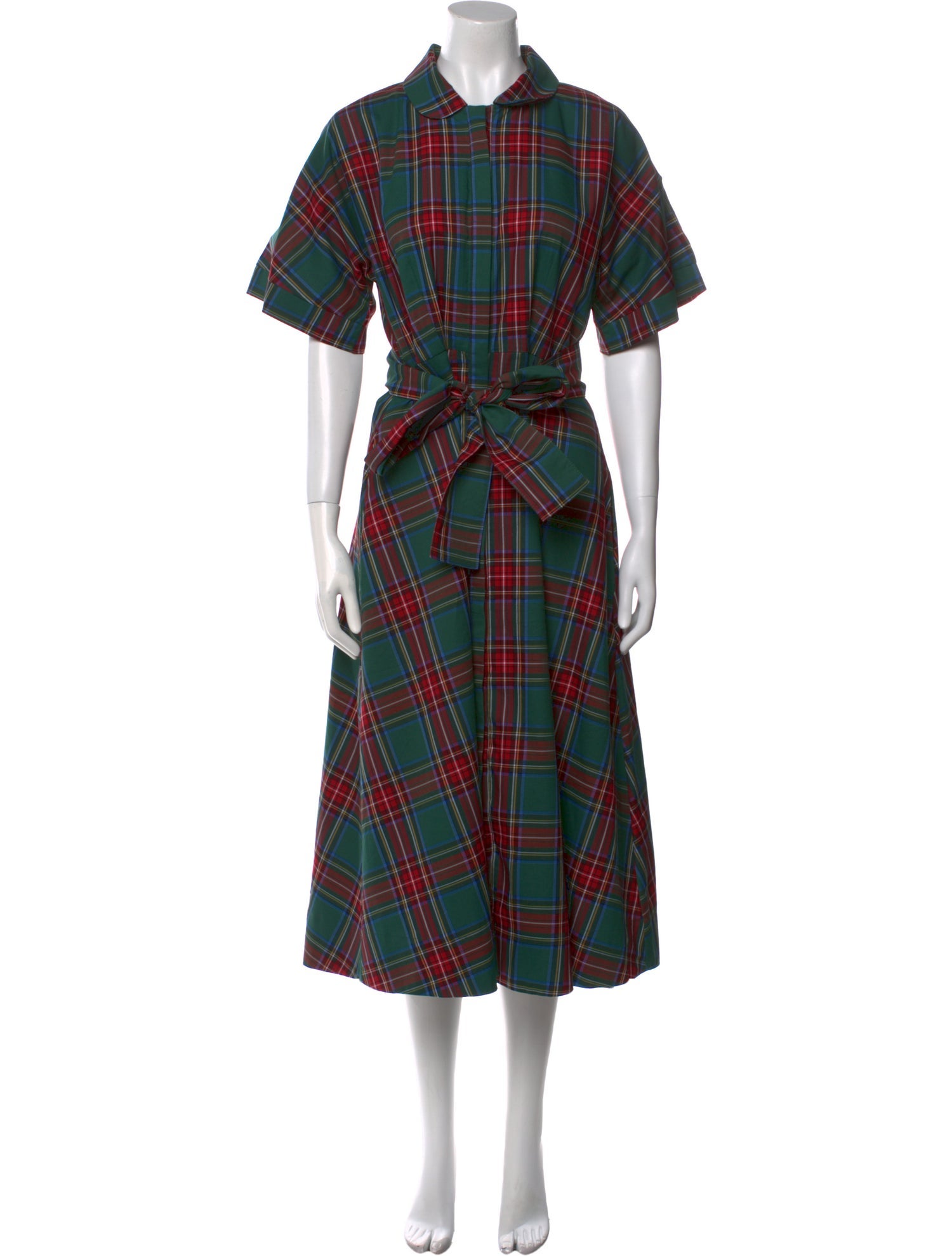 Buru Plaid Print Midi Length Dress