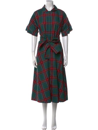 Buru Plaid Print Midi Length Dress
