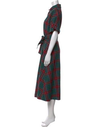 Buru Plaid Print Midi Length Dress