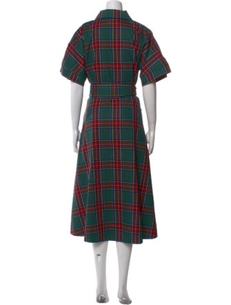 Buru Plaid Print Midi Length Dress