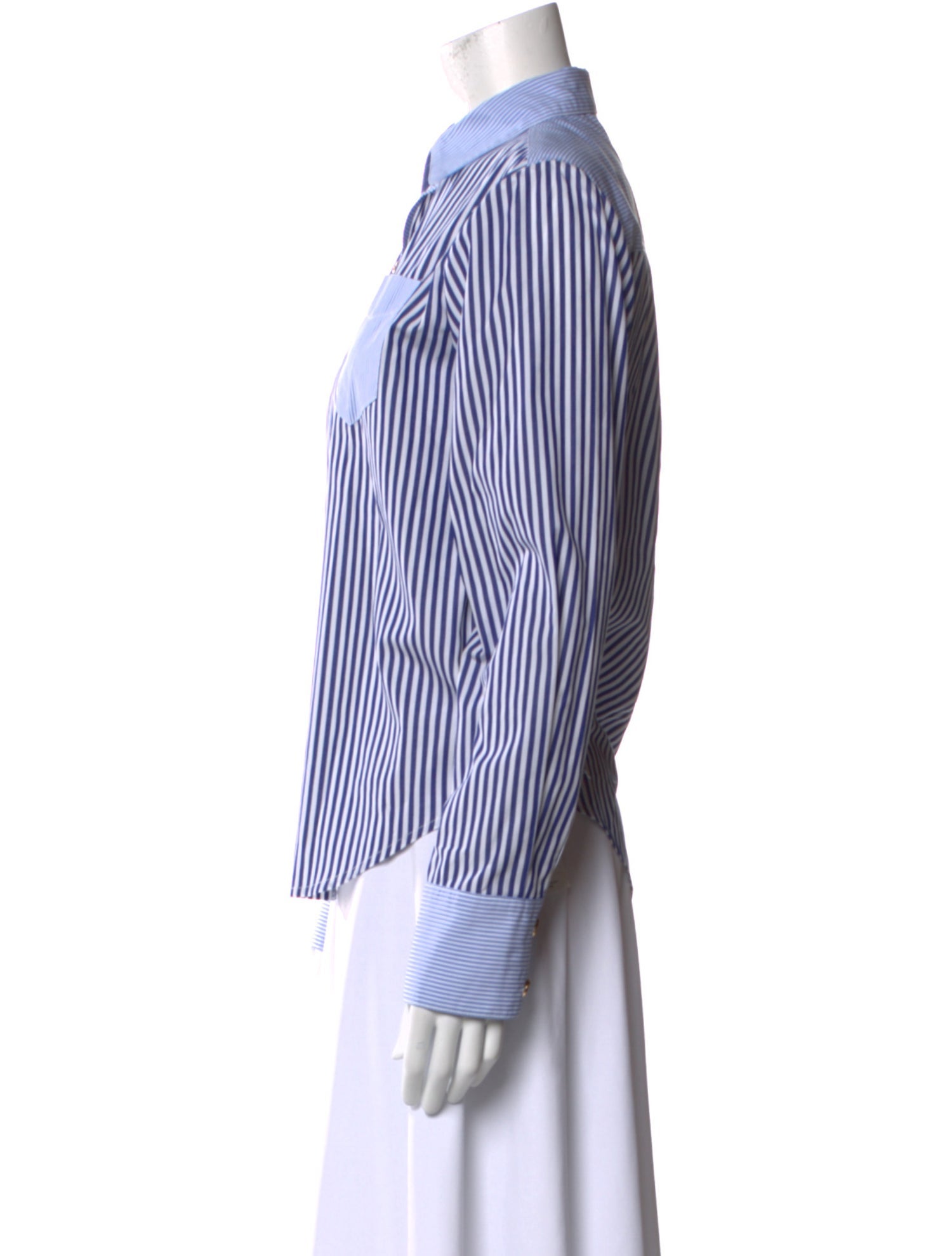 Buru Striped Long Sleeve Button-Up Top