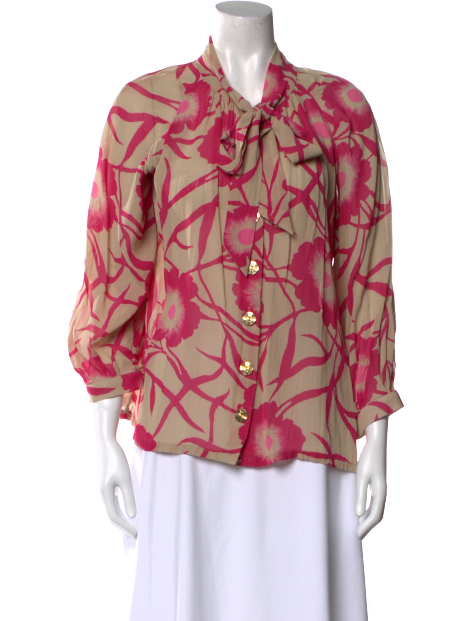 Buru Floral Print Tie Neck Blouse