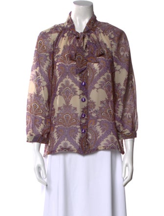 Buru Printed Mock Neck Blouse