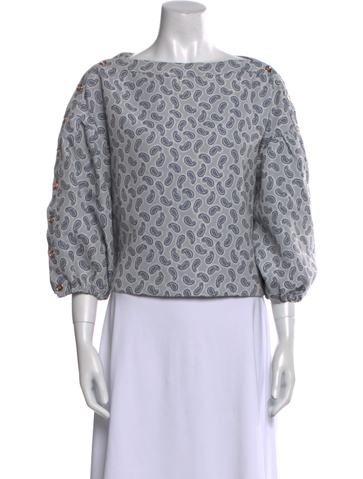 Buru Printed Bateau Neckline Crop Top