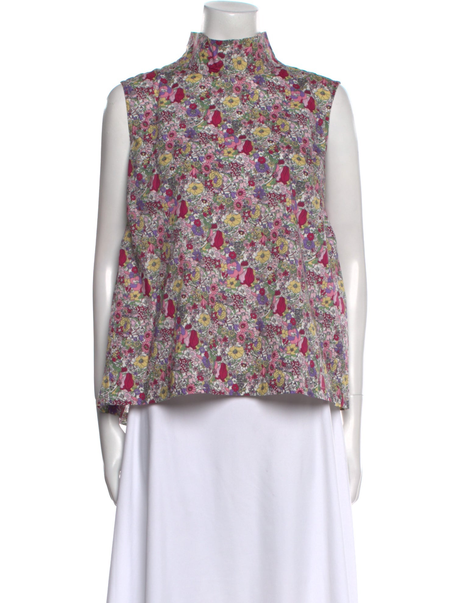 Buru Floral Print Mock Neck Blouse