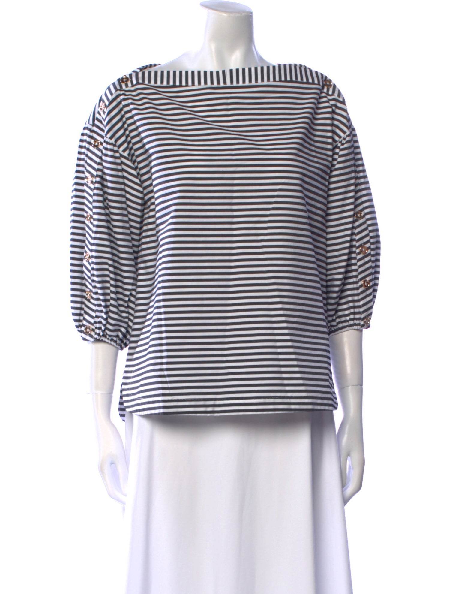 Buru Striped Bateau Neckline Top