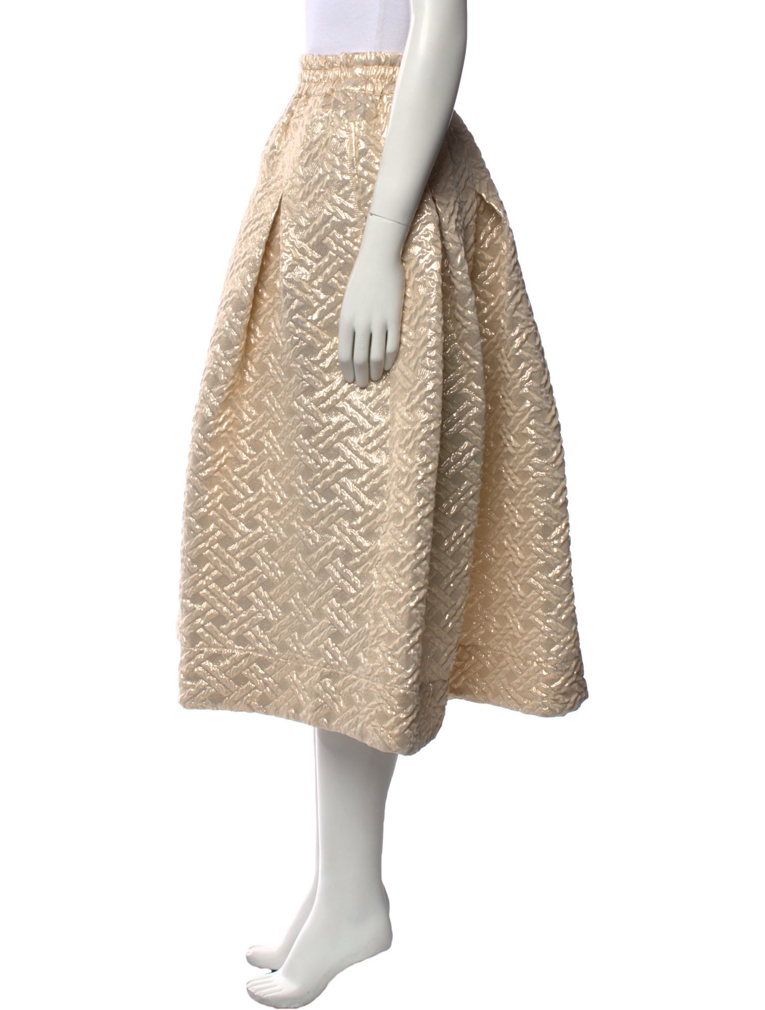 Buru Pleated Accents Knee-Length Skirt