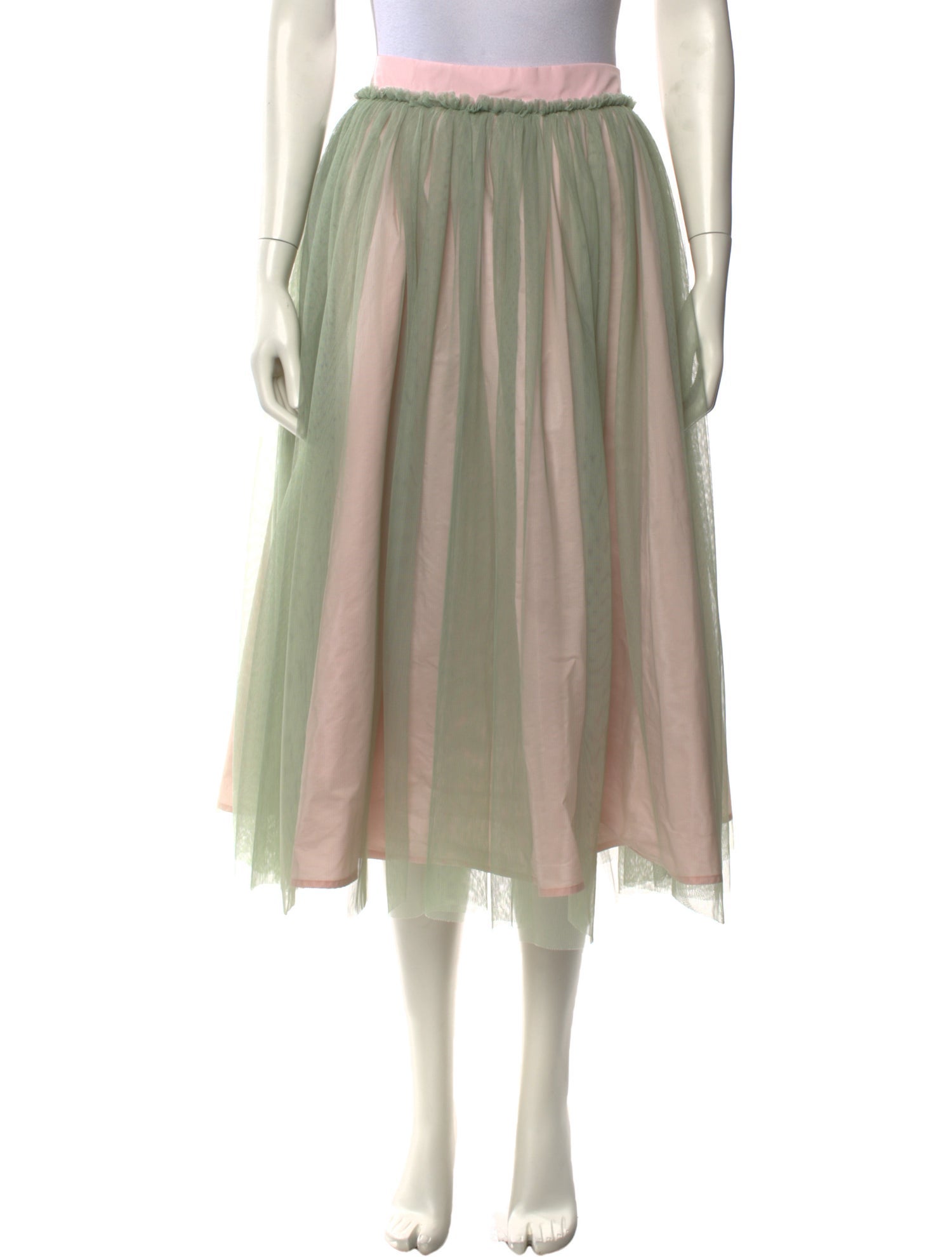 Buru Mesh Accents Midi Length Skirt