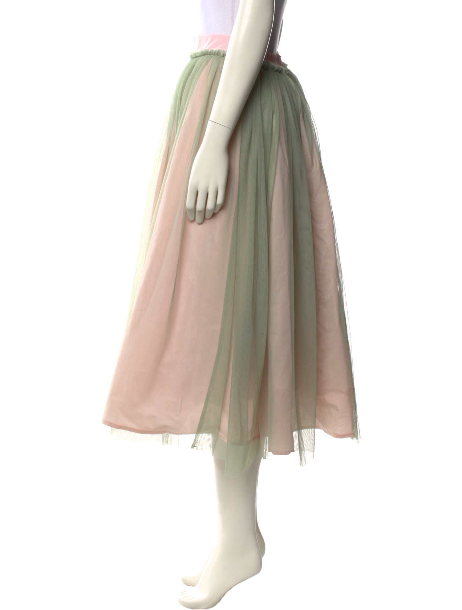 Buru Mesh Accents Midi Length Skirt