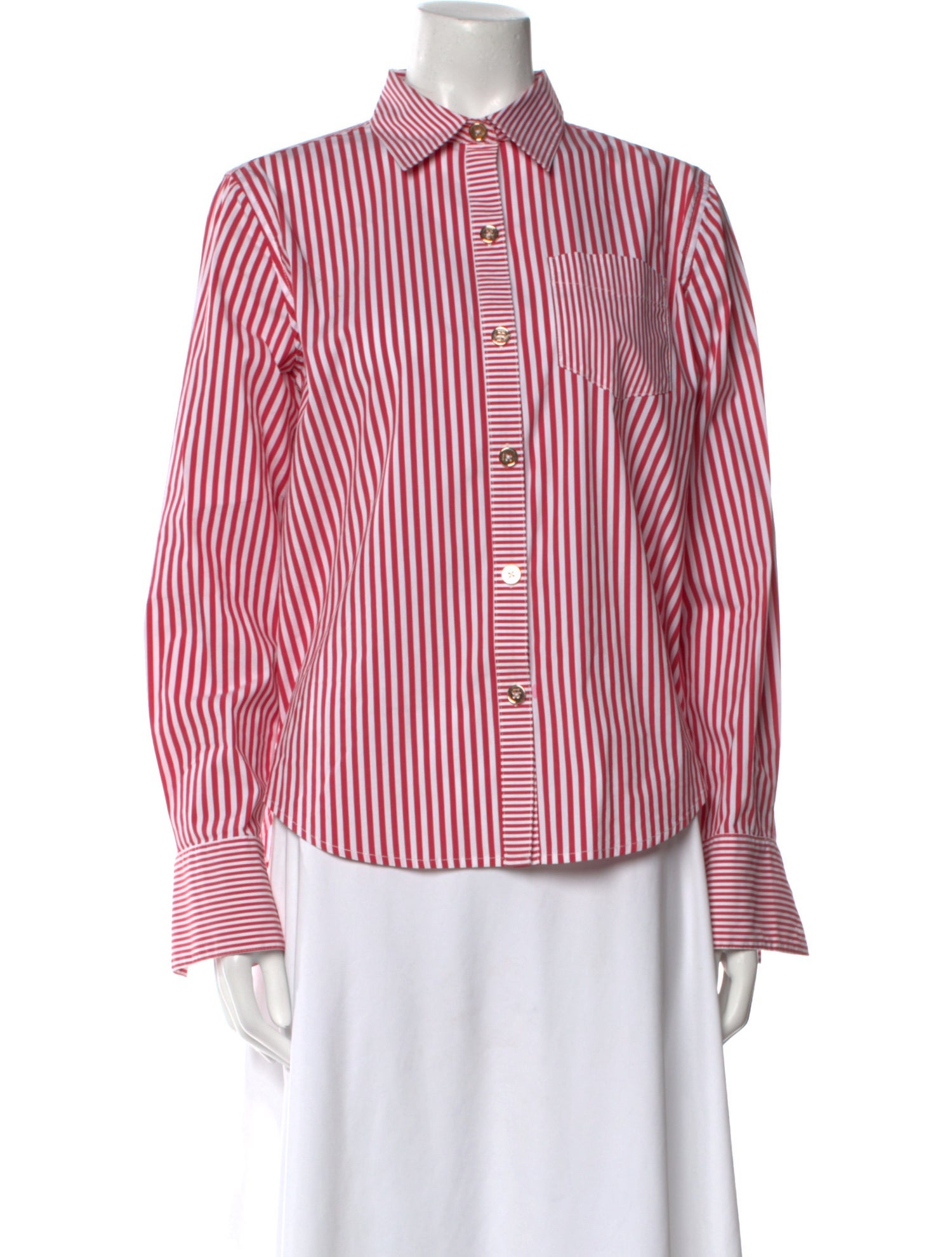 Buru Striped Long Sleeve Button-Up Top