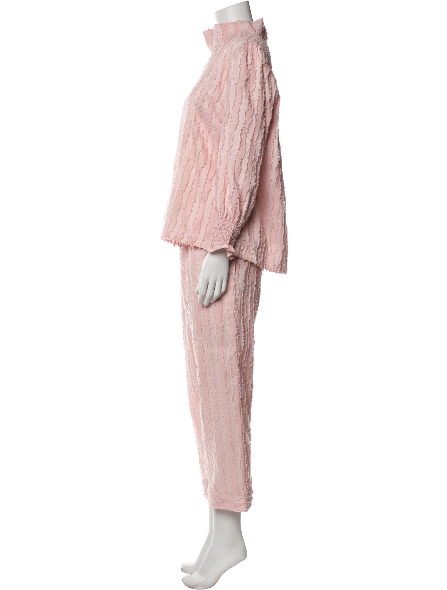 Buru Striped Raw-Edge Trim Pant Set