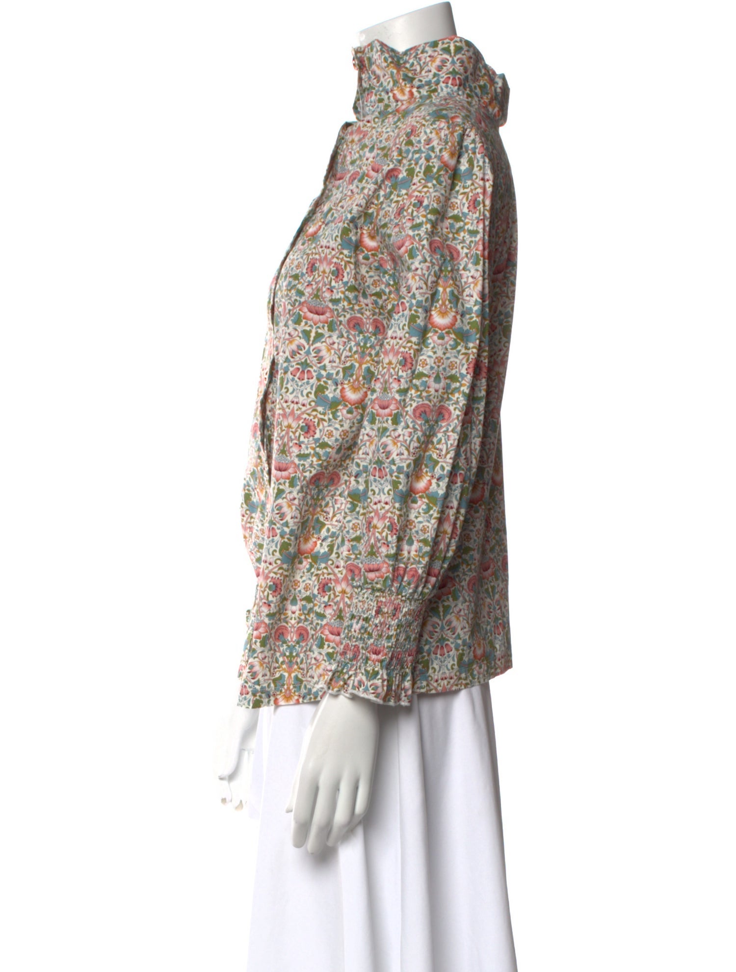 Buru Floral Print Mock Neck Blouse