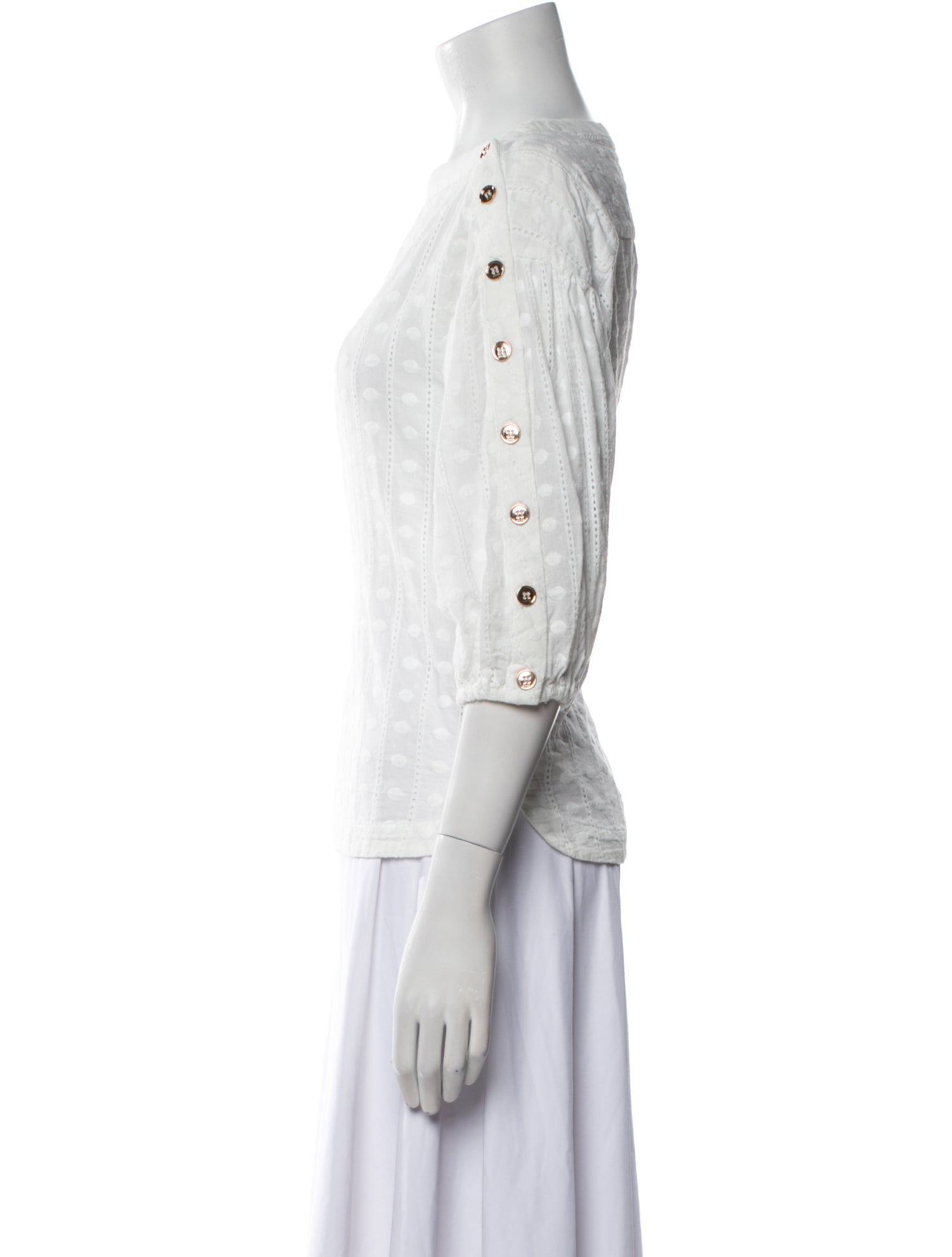 Buru Square Neckline Three-Quarter Sleeve Top