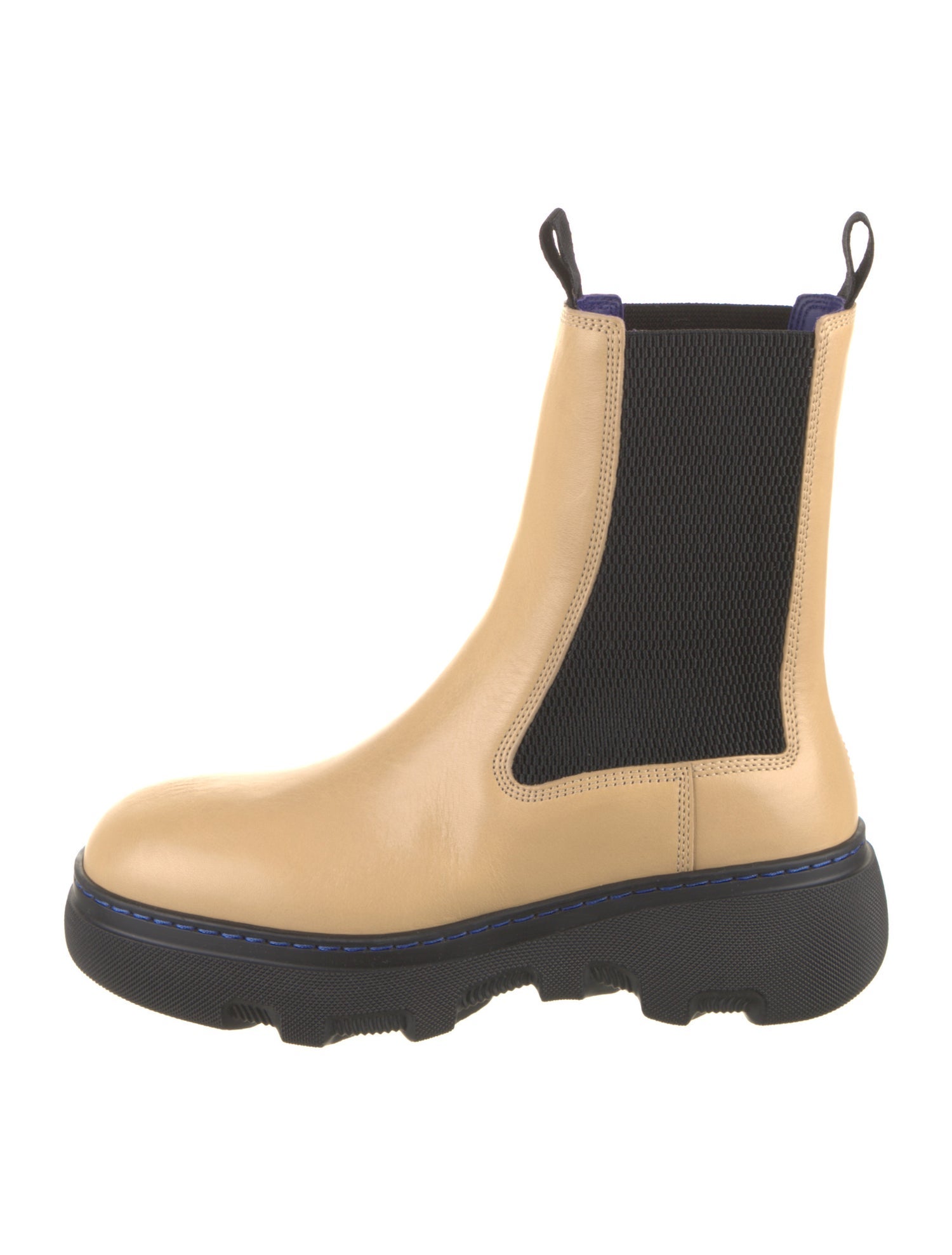 Burberry Leather Colorblock Pattern Chelsea Boots