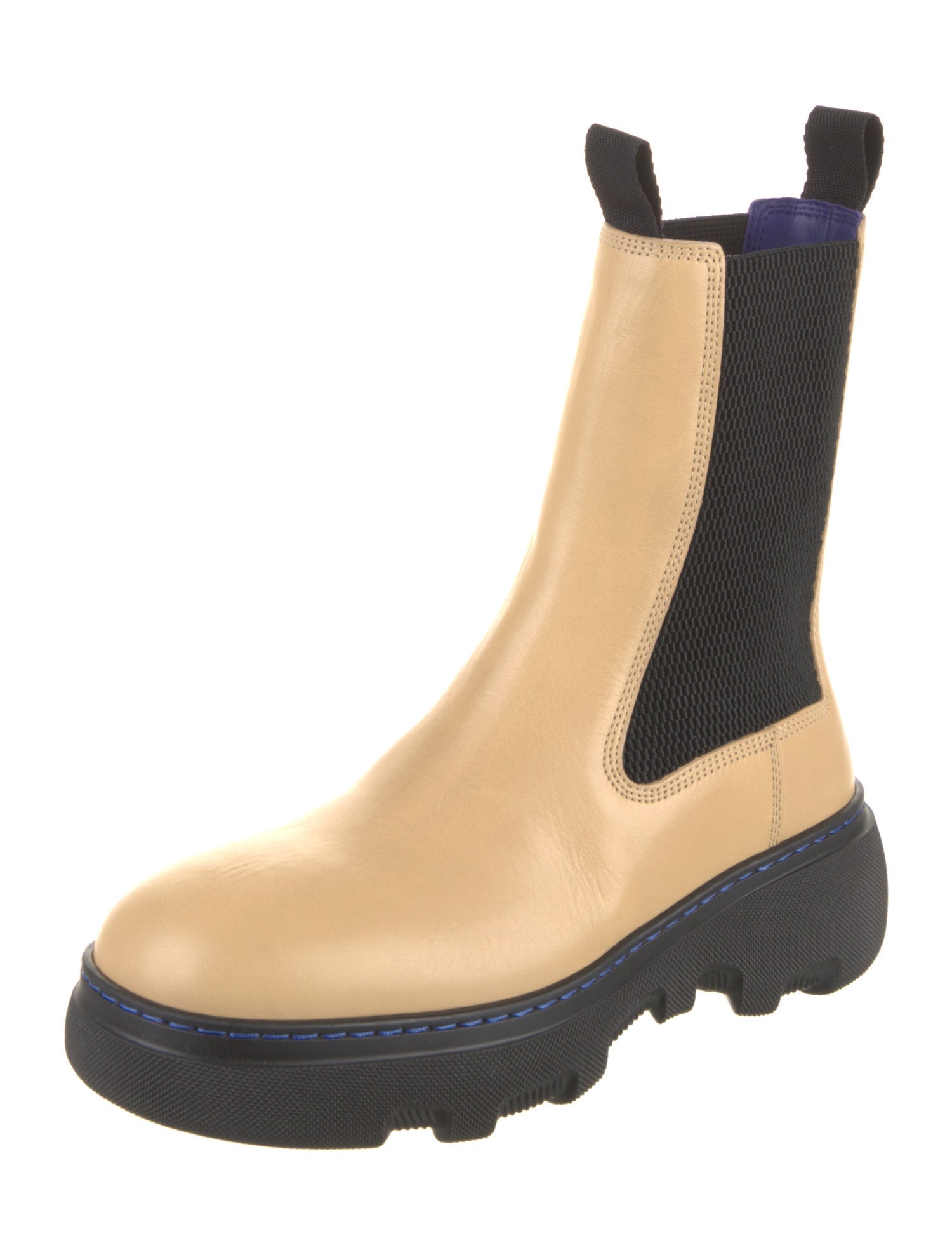 Burberry Leather Colorblock Pattern Chelsea Boots