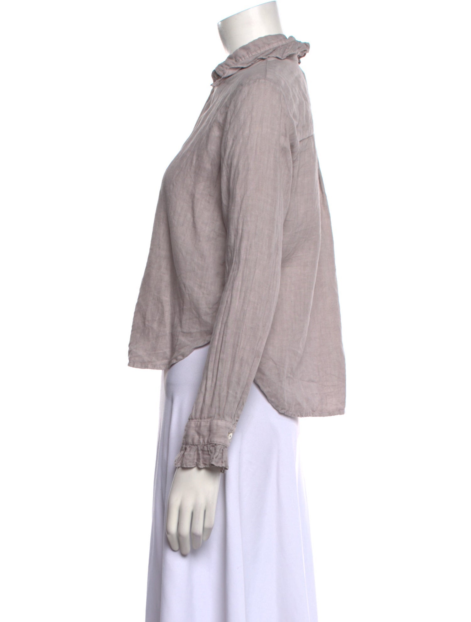 Beatrice Valenzuela Linen Long Sleeve Button-Up Top