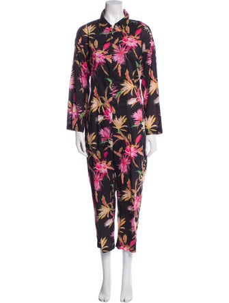Beatrice Valenzuela Linen Floral Print Jumpsuit