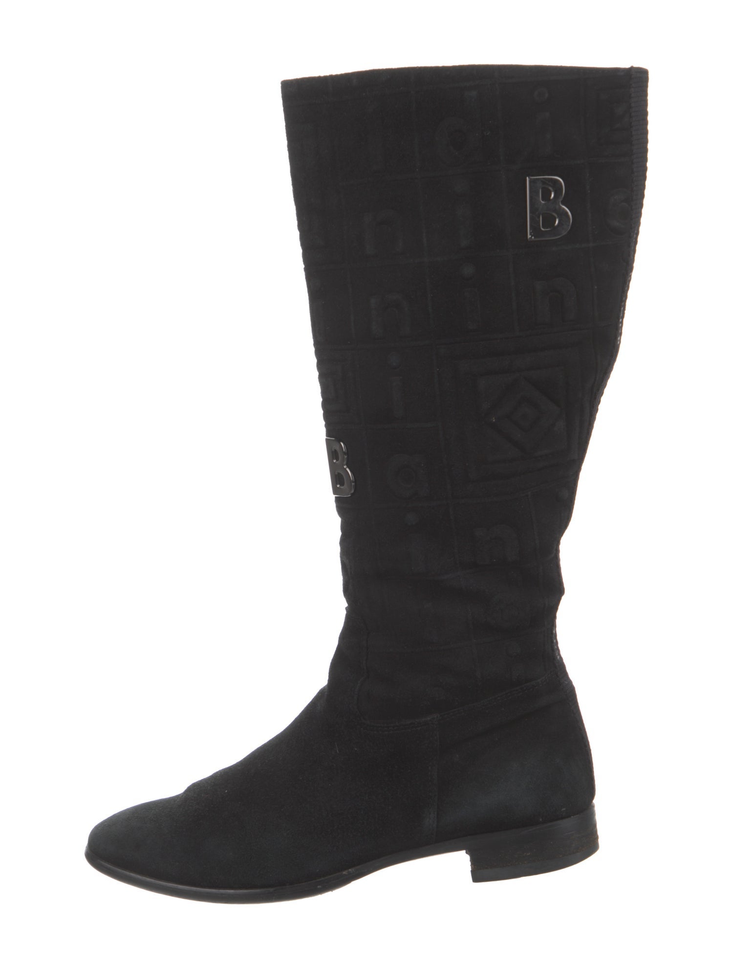 Baldinini Suede Embroidered Accent Riding Boots