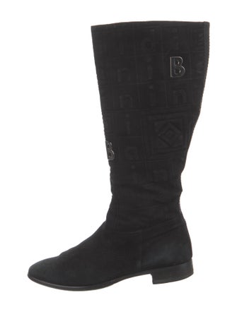 Baldinini Suede Embroidered Accent Riding Boots