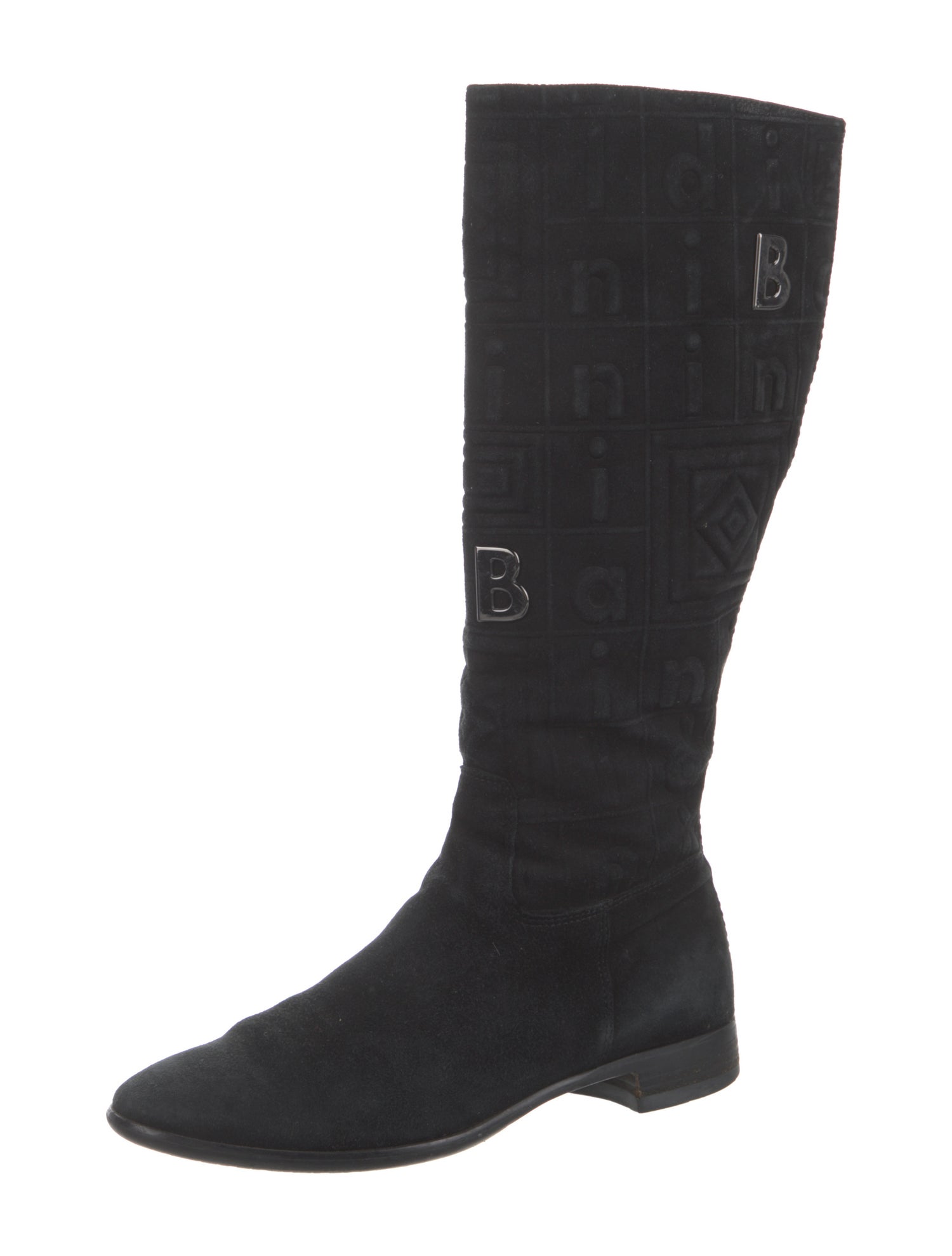 Baldinini Suede Embroidered Accent Riding Boots