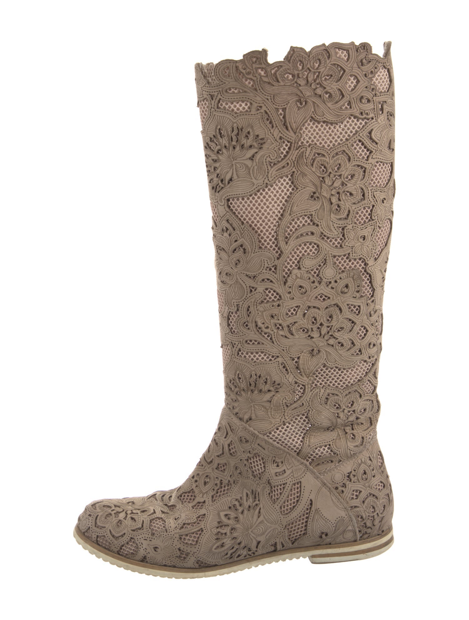 Baldinini Leather Lace Pattern Riding Boots
