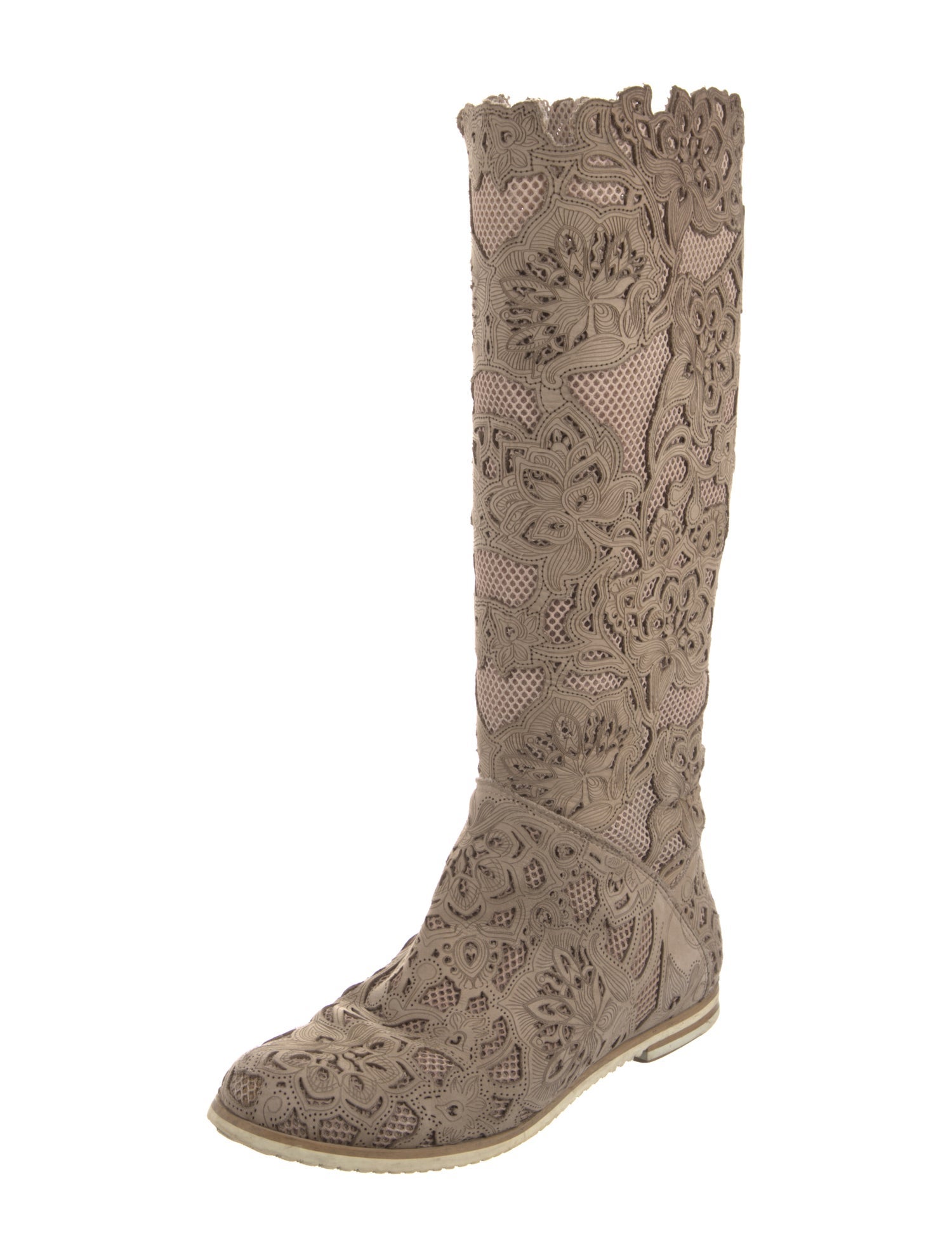 Baldinini Leather Lace Pattern Riding Boots