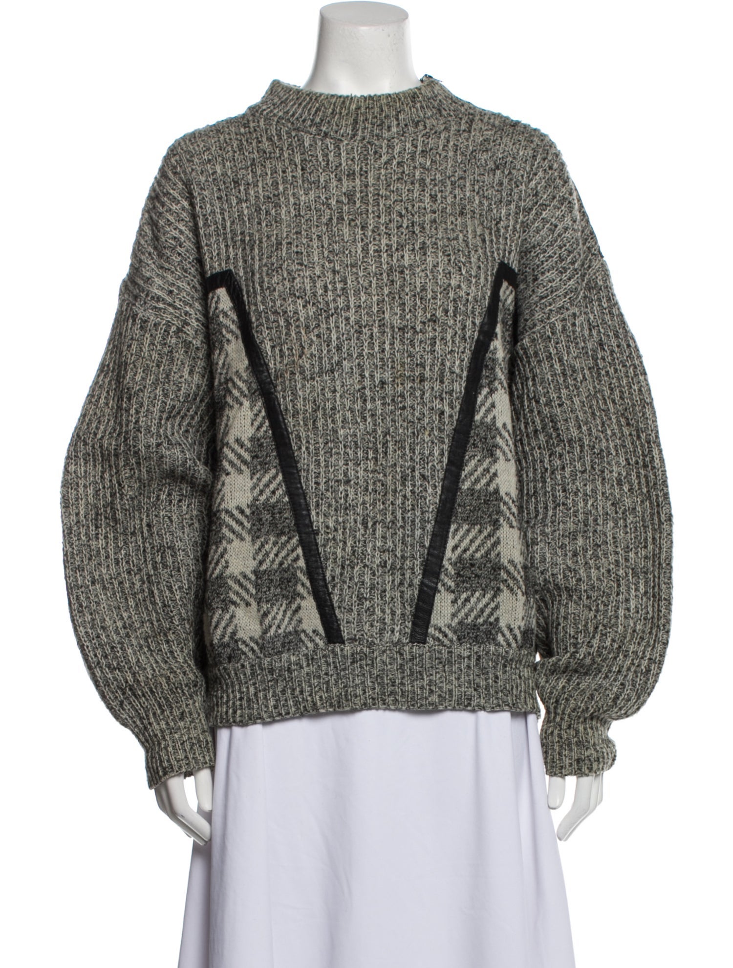 Baldinini Plaid Print Mock Neck Sweater