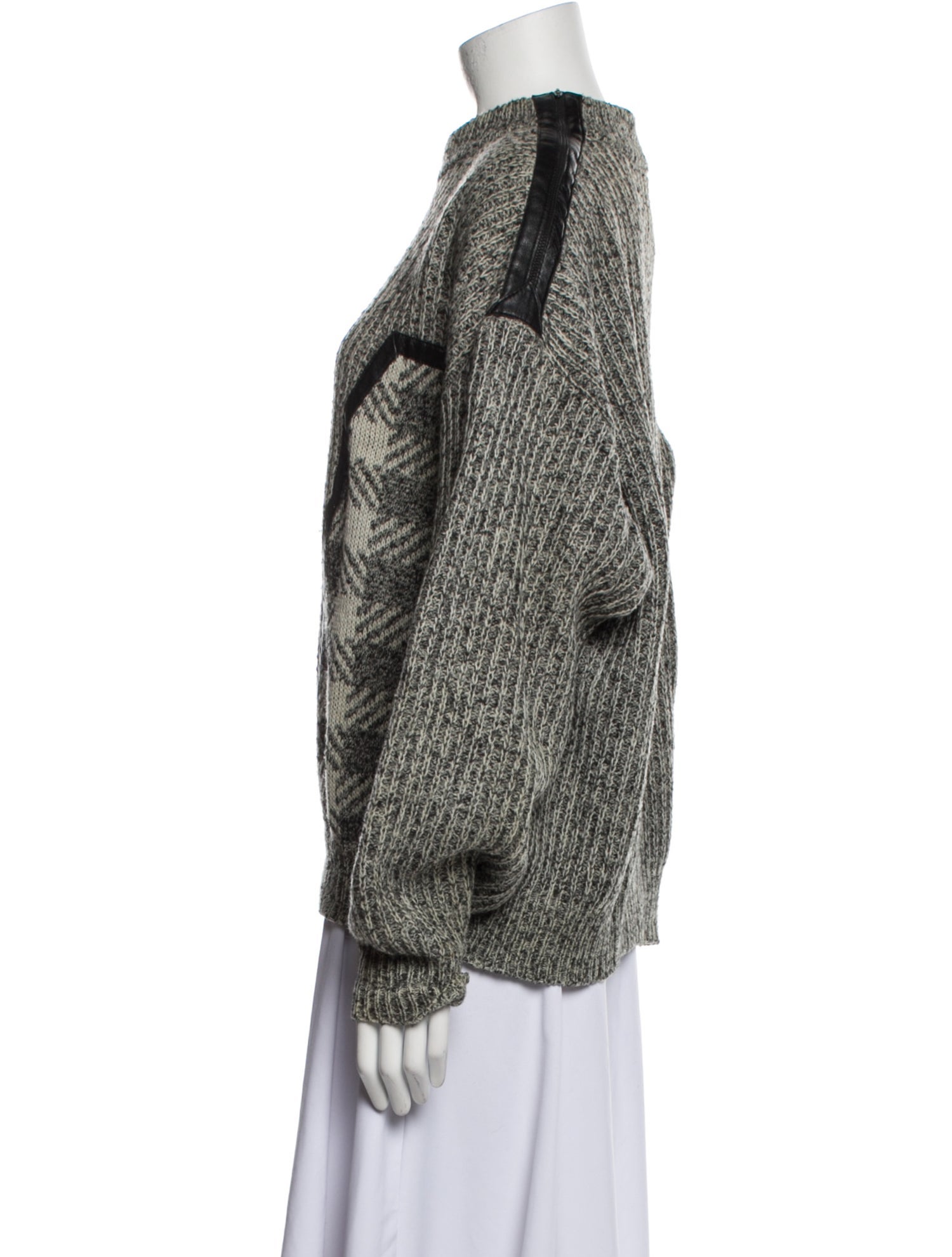 Baldinini Plaid Print Mock Neck Sweater