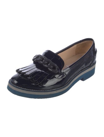 Baldinini Patent Leather Fringe Trim Accent Loafers