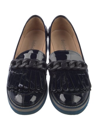 Baldinini Patent Leather Fringe Trim Accent Loafers