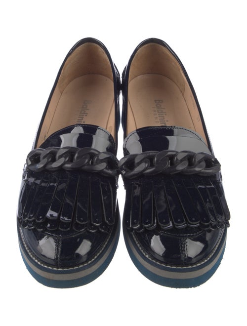 Baldinini Patent Leather Fringe Trim Accent Loafers