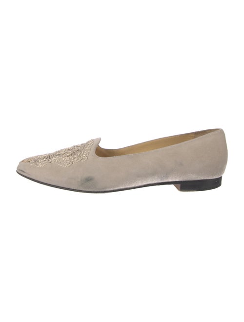 Baldinini Suede Embroidered Accent Loafers