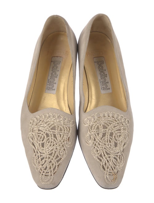 Baldinini Suede Embroidered Accent Loafers